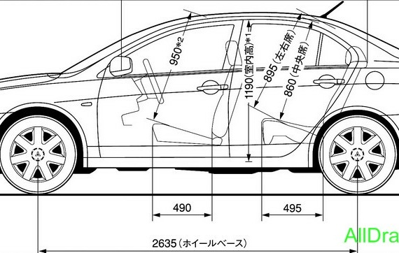 Mitsubishi Galant Fortis (2007) (Мицубиси Галант Фортис (2007)) - чертежи (рисунки) автомобиля